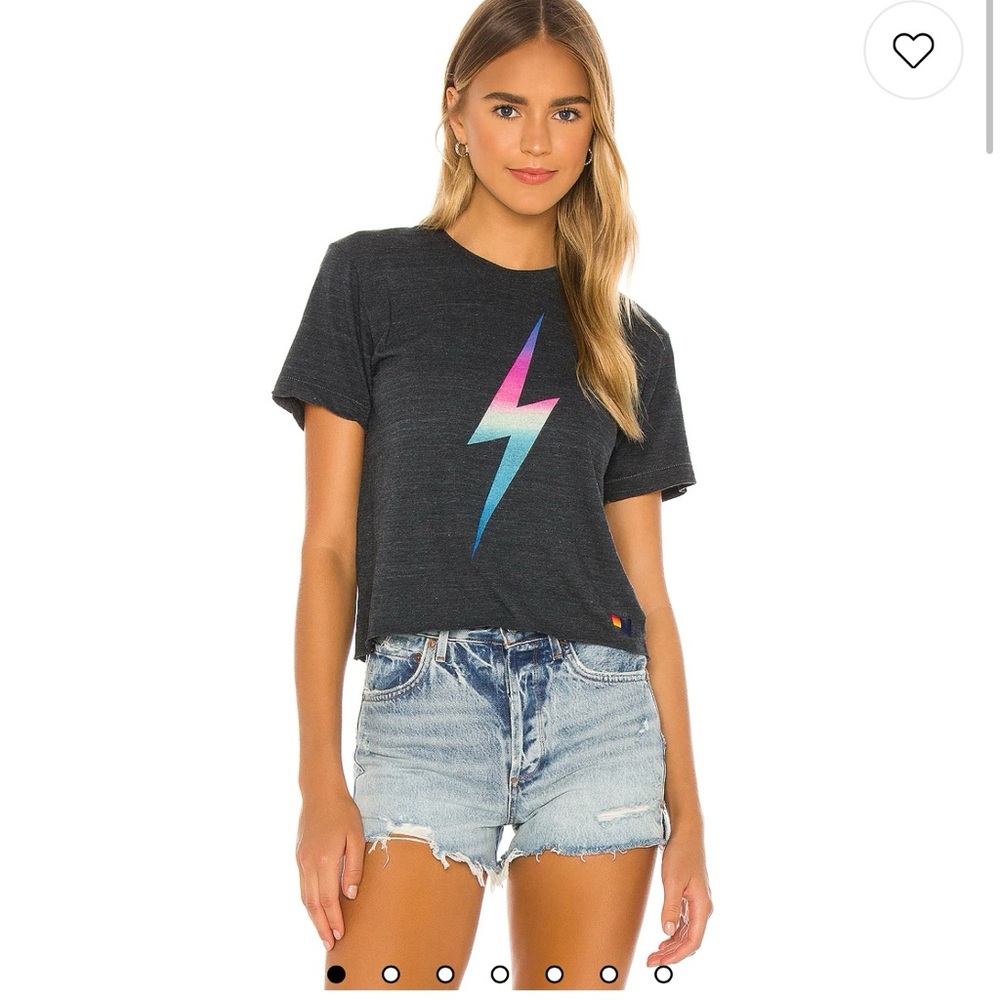 Aviator Nation Short Sleeve Tee with Multicolor Lightning Bolt